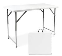 Todeco Table De Camping Pliante Réglable En Hauteur, Traiteur Pliante Table 120x60x74cm, Table Pliante Transportable, Blanc