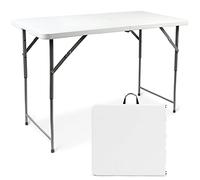 Table de camping pliante réglable en hauteur, traiteur pliante table 120x60x76cm, table pliante transportable, charge maximale: 70 kg, blanc