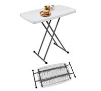 Todeco - Table Pliante Ajustable, Table Compacte et Pliable - Matériau: Acier - Surface supérieure: 76 x 50 cm - 76 x 50 x 51/63/74 cm, Blanc