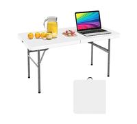 Todeco Table Pliante Camping, Table de Jardin Plastique, Traiteur Pliante Table en HDPE, Pieds en Acier Pelliculé Gris, 122 x 61 cm, Table Transportable pour BBQ Barbecue Pique-Nique