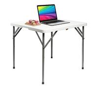 Todeco Table Pliante de Jardin Carrée, Traiteur Pliante Table 86 x 74cm, Table Transportable pour Camping BBQ Barbecue Pique-Nique, Pieds en Acier Pelliculé Gris
