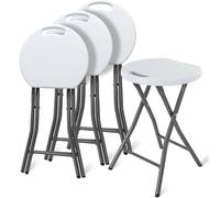 Todeco Tabouret Pliant Lot De 4 Avec Poignée Plastique,Tabouret De Salle De Bain,Tabouret Pliant Extérieur Pour Jardin Camping