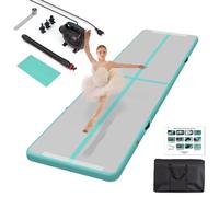 Todeco Tapis de Gymnastique 400x100x10cm avec Pomp a Air électrique | Imperméable, antidérapant, gonflage rapide. Portable, idéal gym/yoga/Taekwondo