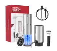 Todeco Tire-Bouchon Électrique 4-en-1, Coffret Cadeau avec Ouvre-Bouteille Rechargeable USB, Aérateur de Vin Automatique, Coupe-Capsule et Bouchon à Vide
