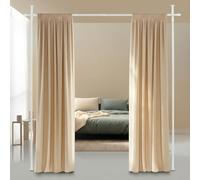 Todeco Tringle à Rideaux sans Percage, paravent Interieur, écran réglable en flexibilité, 122 à 305 cm (H), 70 à 177 cm (l), cloison de séparation de pièce pour Chambre ou Bureau, Blanc