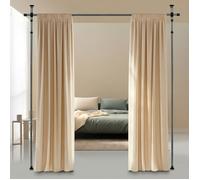 Todeco Tringle à Rideaux sans Percage, paravent interieur, écran réglable en flexibilité, 122 à 305 cm (H), 70 à 175 cm (l), Gris