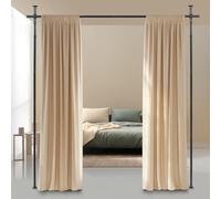 Todeco Tringle à Rideaux sans Percage Tringle de séparation de pièce Noir | réglable en flexibilité, 122 à 305 cm (H), 70 à 175 cm (l), Système de séparation de pièce sans perçage pour chaque pièce