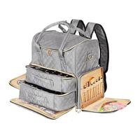 Todeco Trousse de Maquillage de Voyage à 3 Couches, Sac de Maquillage avec 2 Étuis Amovibles, Pochette à Cosmétiques avec Fentes pour Vernis à Ongles,Gris