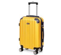 Todeco Valise Cabine 55cm, Valise à Main légère avec Coque Rigide, Valise de Voyage, Rigide e Légère ABS, avec 4 Doubles Roues, 55x35x22cm, Jaune Citron