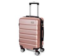 Todeco Valise Cabine 56cm, Rigide e Légère ABS+PC Valise à Main légère avec Coque Rigide, Valise de Voyage, avec 4 Doubles Roues, 56x36x22cm, Or Rose
