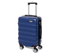 Todeco Valise Cabine 56cm, Rigide e Légère ABS+PC Valise à Main légère avec Coque Rigide, Valise de Voyage, avec 4 Doubles Roues, 56x36x22cm, Bleu foncé
