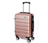 Todeco Valise Cabine 56cm, Valise de Voyage Rigide et Légère en ABS+PC, Bagage à roulettes avec 4 Doubles Roues Pivotantes 360°, 56x36x22cm, 33L, Or Rose