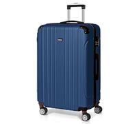 Todeco Valise Grande Taille 78cm, Valise de Voyage Rigide et Légère en ABS, Bagage à roulettes avec 4 Doubles Roues Pivotantes 360°, 78x51x28cm, 80-90L, Bleu foncé