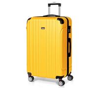 Todeco Valise Grande Taille 78cm, Valise de Voyage Rigide et Légère en ABS, Bagage à roulettes avec 4 Doubles Roues Pivotantes 360°, 78x51x28cm, 80-90L, Jaune Citron