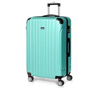 Todeco Valise Grande Taille 78cm, Valise de Voyage Rigide et Légère en ABS, Bagage à roulettes avec 4 Doubles Roues Pivotantes 360°, 78x51x28cm, 80-90L, Vert pin Clair