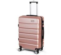 Todeco Valise Moyenne Taille 67cm, Rigide e Légère ABS+PC Valise à Main légère avec Coque Rigide, Valise de Voyage, avec 4 Doubles Roues, 67×44×25cm, Or Rose