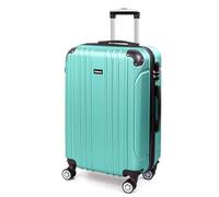 Todeco Valise Moyenne Taille 68cm, Valise de Voyage Rigide et Légère en ABS, Bagage à roulettes avec 4 Doubles Roues Pivotantes 360°, 68x45x26cm, 58-66L, Vert pin Clair