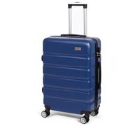 Todeco Valise Moyenne Taille 68cm, Valise de Voyage Rigide et Légère en ABS+PC, Bagage à roulettes avec 4 Doubles Roues Pivotantes 360°, 67x44x25cm, 58-66L, Bleu foncé
