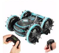 Todeco Voiture Télécommandée 4WD 360°Rotation 2.4GHz RC Voiture, Noir-Bleu