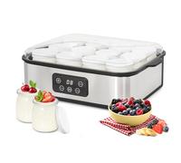 Todeco Yaourtière Électrique avec 12 Pots en Verre 180 ml et Couvercles | Thermostat Réglable, Minuterie, Écran LCD, Acier Inoxydable, pour Yaourts Nature, Grecs et Aromatisés