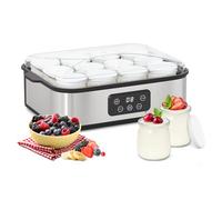 Todeco Yaourtière Électrique avec 12 Pots en Verre de 180ml, Machine à Yaourt Maison en Acier Inoxydable, Écran LCD, Thermostat Réglable et Minuterie, pour Préparer du Yaourt Grecs et Aromatisés