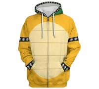 TODFIY Bowser Costume Adulte Sweat à capuche Bowser Costume Adulte Sweat à capuche Imprimé 3D Full Zip Hoodie, jaune, X-Large