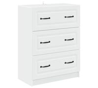 Todiikf Armoire à tiroirs blanche 66 x 34,5 x 87 cm en bois | Commode moderne avec 2 tiroirs et 3 compartiments pour salon, couloir ou bureau avec poignées en barre.