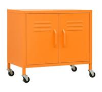 Todiikf Armoire d'appoint en acier avec roulettes Orange 60 x 35 x 56 cm | Armoire de tri flexible pour chambre à coucher et bureau avec fond réglable, ventilation et deux freins de stationnement.
