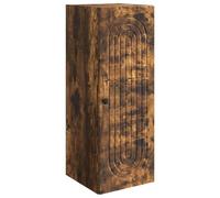 Todiikf Armoire murale en chêne fumé 33 x 34,5 x 90 cm | Armoire suspendue compacte pour salon et couloir avec 2 compartiments, poignée en métal et fixation murale fixe pour un