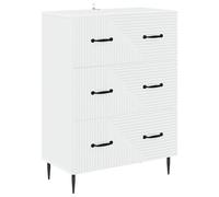 Todiikf Commode blanche avec 3 tiroirs 66 x 34,5 x 89,5 cm | Commode élégante au look vintage pour le salon et la chambre à coucher avec 3 compartiments spacieux et poignées métalliques