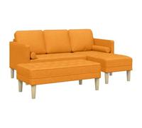Todiikf Ensemble de canapé 2 pièces modulaire en L avec tabouret, jaune | Ensemble de meubles rembourrés respirants pour aménagement flexible dans le salon. Cadre en bois solide jusqu'à 550 kg.