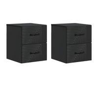 Todiikf Lot de 2 tables de chevet murales, noires, tables de chevet suspendues, 34,5 x 33 x 40 cm, console de chevet flottante en bois avec tiroirs, table de chevet murale pour chambre à coucher