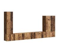 Todiikf Lot de 6 étagères murales pour TV - En bois vieilli | Système modulaire de 6 armoires suspendues pour salon et coin télévision avec 9 portes pivotantes et beaucoup d'espace de