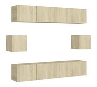 Todiikf Lot de 6 meubles TV suspendus en chêne Sonoma | L'ensemble d'étagères murales flexibles pour le salon offre beaucoup d'espace de rangement et assure une maison bien rangée.