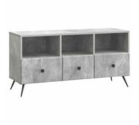 Todiikf Meuble TV avec 3 tiroirs - 102 x 34,5 x 50 cm - Gris béton - En | Meuble TV robuste pour le salon : trois compartiments spacieux pour l'électronique grand public et sortie de câble pour plus