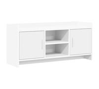 Todiikf Meuble TV bas blanc 102 x 33 x 47 cm avec 2 portes | Meuble TV compact pour le salon avec 2 compartiments ouverts et 2 portes pour un rangement ordonné des médias.