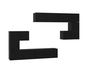 Todiikf Meuble TV mural 4 pièces aspect chêne noir | Le design flottant crée un espace libre au sol dans le salon et la chambre à coucher. Suspension peu encombrante pour