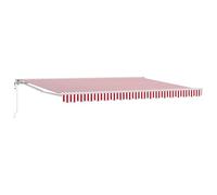 Todiikf Store enrouleur électrique extensible rouge et blanc - 4,5 x 3,5 m - Bras articulé - Avec télécommande et manivelle - Pour terrasse, balcon et jardin - Semi-cassette - Montage mural