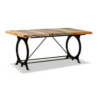 Todiikf Table à manger en bois vieilli massif 180 x 90 cm industriel | Pièce unique faite à la main en bois vieilli avec cadre en acier robuste pour salle à manger et cuisine. Montage facile et