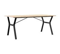Todiikf Table à manger en pin massif avec structure en Y 180 x 90 x 75 cm | Table de cuisine et de salle à manger rustique en pin naturel avec cadre en acier robuste pour des moments conviviaux à la