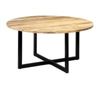Todiikf Table à manger ronde en bois massif de mangue, 150 x 73 cm, table | Table à manger ronde au design industriel en bois de manguier véritable et structure en fer solide pour des moments élégants