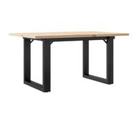 Todiikf Table basse en pin massif - 80 x 50 x 40 cm - Structure en O en | Table de canapé stable avec plateau robuste en bois de pin non traité et cadre en acier noir pour salon et salon.