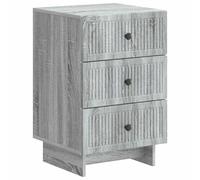 Todiikf Table de chevet gris Sonoma 43 x 41 x 66,5 cm, console de chevet en bois avec 3 tiroirs, table d'appoint vintage et table de chevet au design rétro pour chambre à coucher