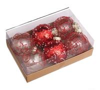 Todikaper Lot de boules de Noël en plastique incassable Rouge/blanc 8 cm