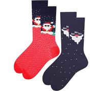 TODO Colours Chaussettes amusantes avec motif - Multicolores, folles pour la joie de vivre, 2 paires de chaussettes de Noël BOX B, 45-47