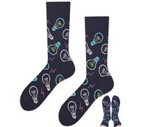 TODO Colours Chaussettes amusantes avec motif - Multicolores, folles pour la joie de vivre, Ampoules - Bleu marine, 39-42
