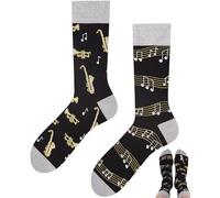 TODO Colours Chaussettes amusantes avec motif - Multicolores, folles pour la joie de vivre, Chaussettes trompette et saxophone, 43-46