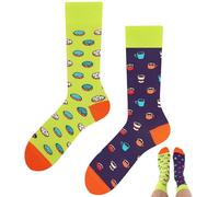 TODO Colours Chaussettes amusantes avec motif - Multicolores, folles pour la joie de vivre, Chaussettes Donut & Café, 43-46