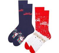 TODO Colours Chaussettes amusantes avec motif - Multicolores, folles pour la joie de vivre, Lot de 2 paires de chaussettes de Noël BOX A, 39-41