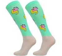 TODO Comodo Chaussettes d'équitation modernes STPJM | Chaussettes d'équitation fines et respirantes pour femme, homme et enfant, STPJMw - UNICORN Turquoise 01, 31-34